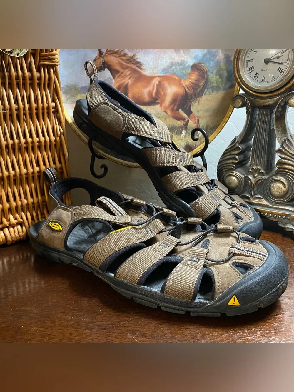 Keen Newport Adjustable Outdoor Drawstring Sandal Men's 10 Brown Leather Hiking